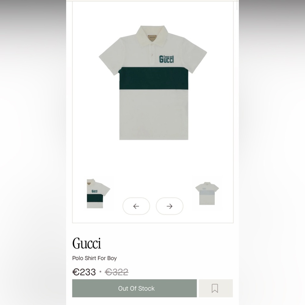 Gucci White and Dark Green Polo